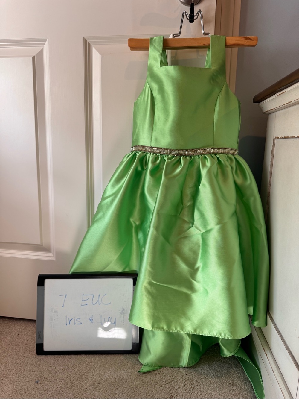 iris & ivy Girls' Bright Lime Green Party Dress Sz 7